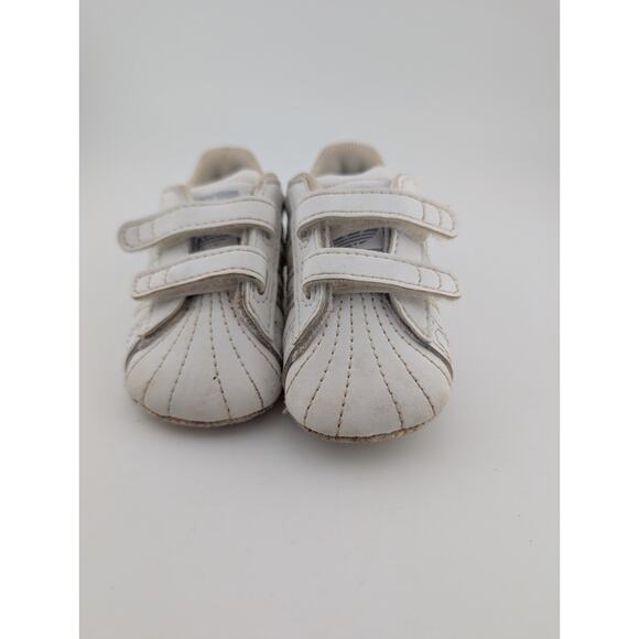 Adidas Baby Size 1k Superstar Crib Shoes Sneakers White Iridescent Silver 1 - Picture 2 of 8